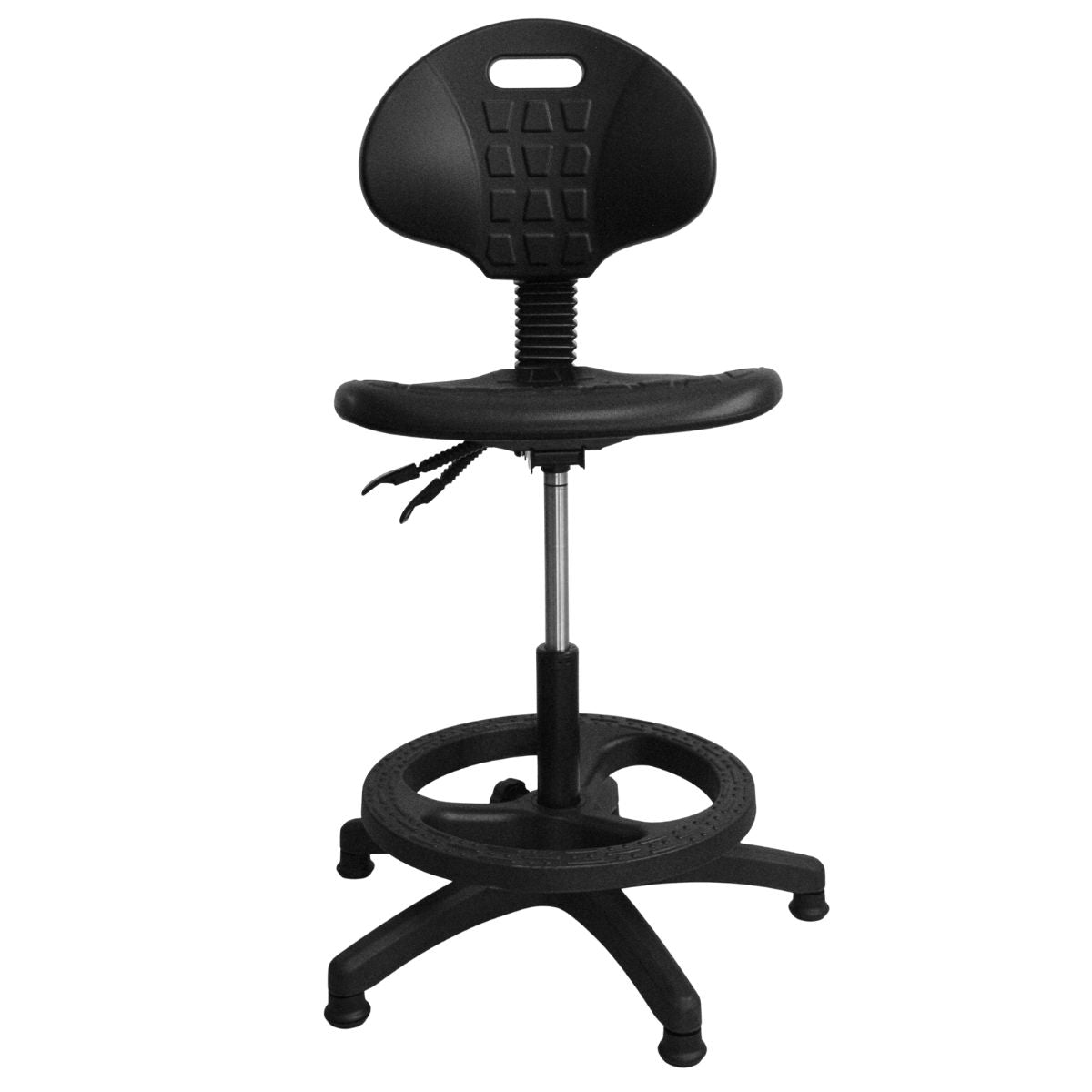 Silla de Laboratorio con Aro y Base de Nylon con 2 Palancas Con Patines