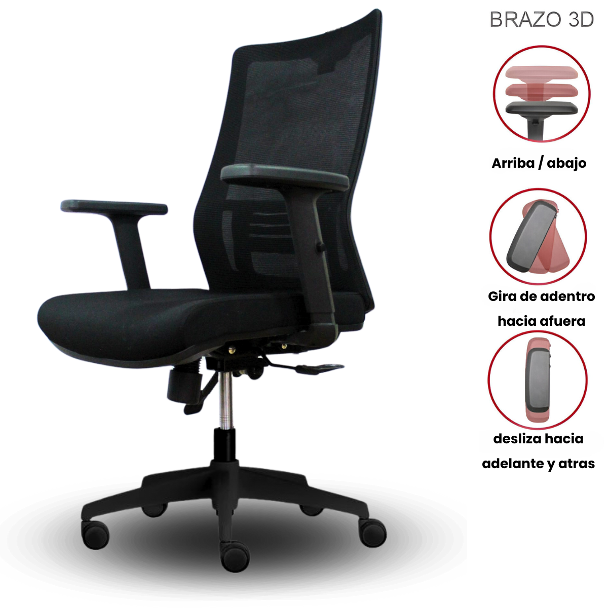 Silla Ergonómica Ergo Plus Nylon Sin Cabecera -Cod-3027B-