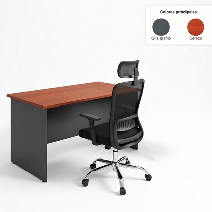Pack Escritorio Sin Cajones 120x60x75 + Silla New Cuba en negro