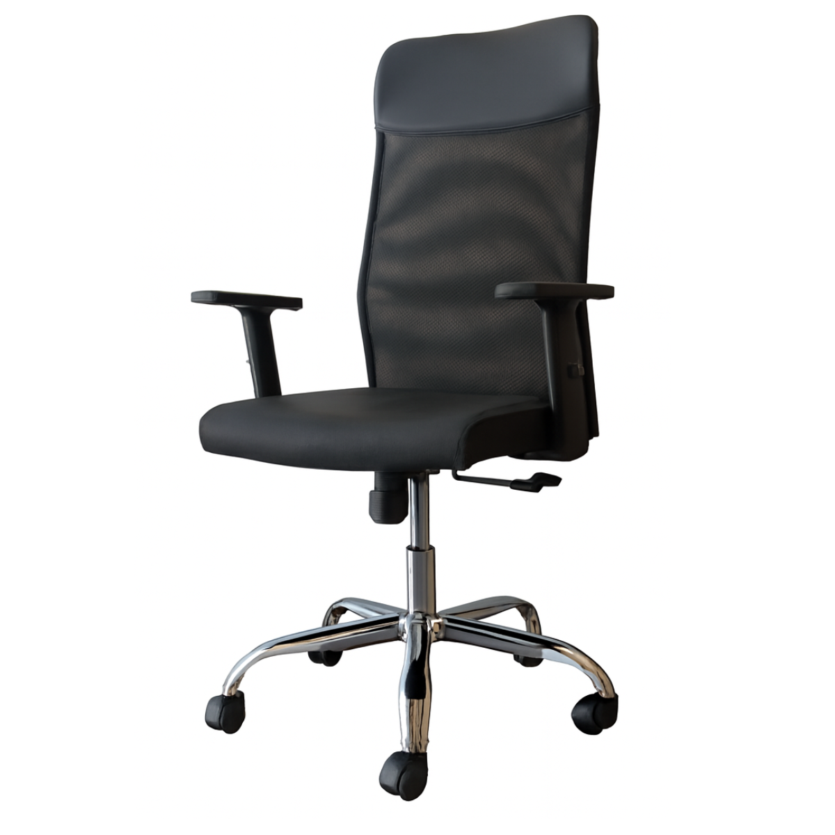 Silla Ergonómica CRO56 – Respaldo malla con PU – Brazos 1D – Base cromada – Altura regulable