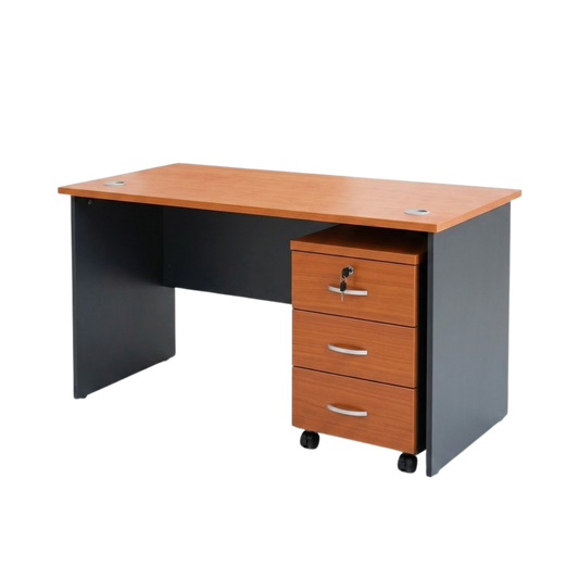 Escritorio 120 cm + Cajonera de 3 Cajones Color Peral