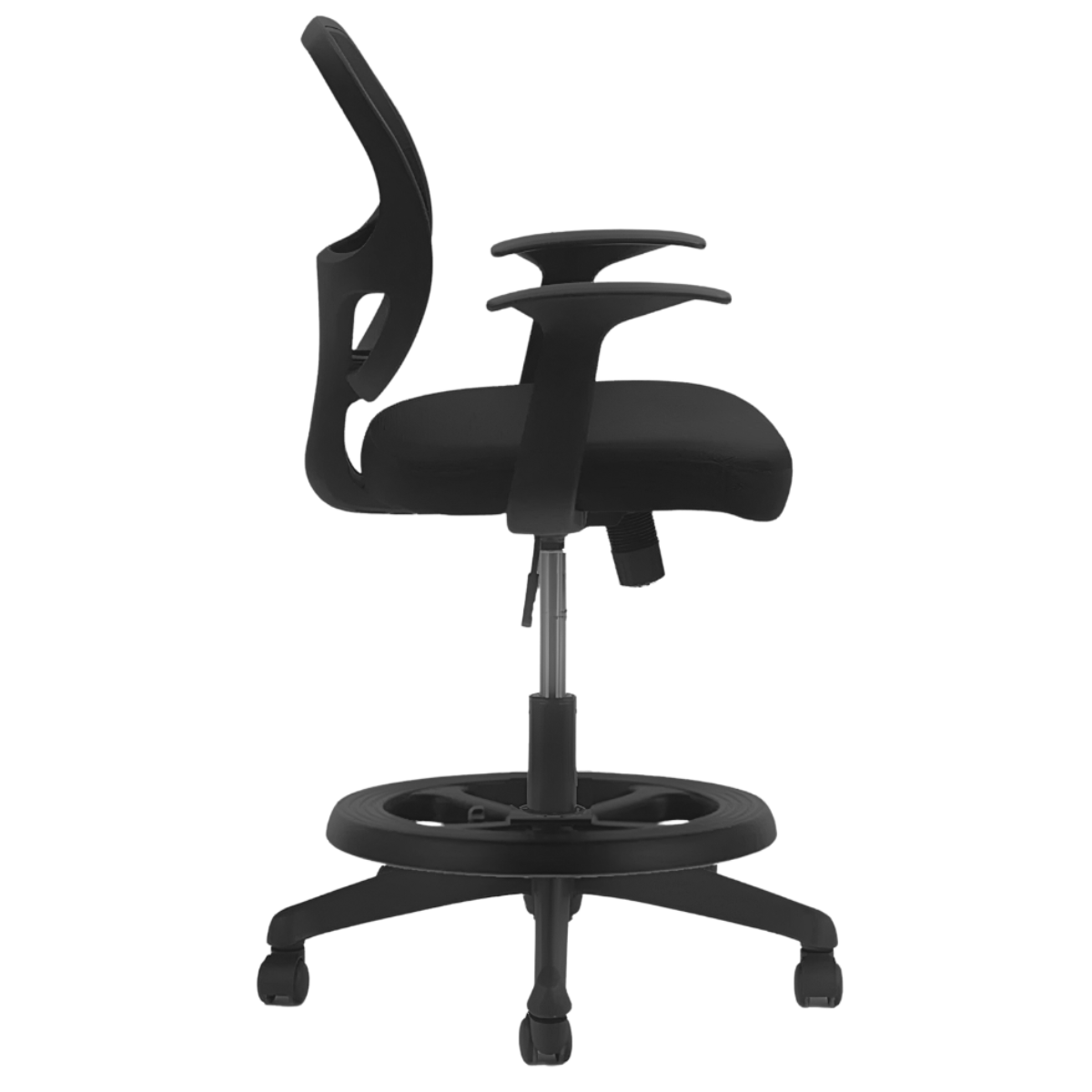 Silla Cajero 2007 - Brazos Fijos - Tela de Malla - Aro de Nylon Ajustable - Base Nylon - Altura Regulable