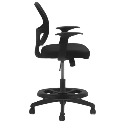 Silla Cajero 2007 - Brazos Fijos - Tela de Malla - Aro de Nylon Ajustable - Base Nylon - Altura Regulable