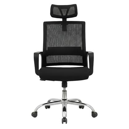 Silla 2025 - Ergonómica - Brazos Fijos - Base Cromada - Altura Regulable