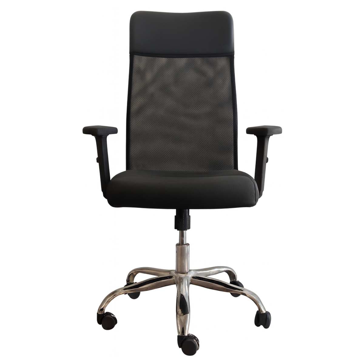 Silla Ergonómica CRO56 – Respaldo malla con PU – Brazos 1D – Base cromada – Altura regulable