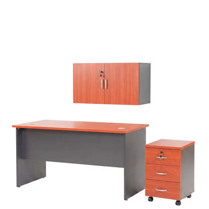 Set Oficina 3 Piezas - Escritorio 120cm Cerezo