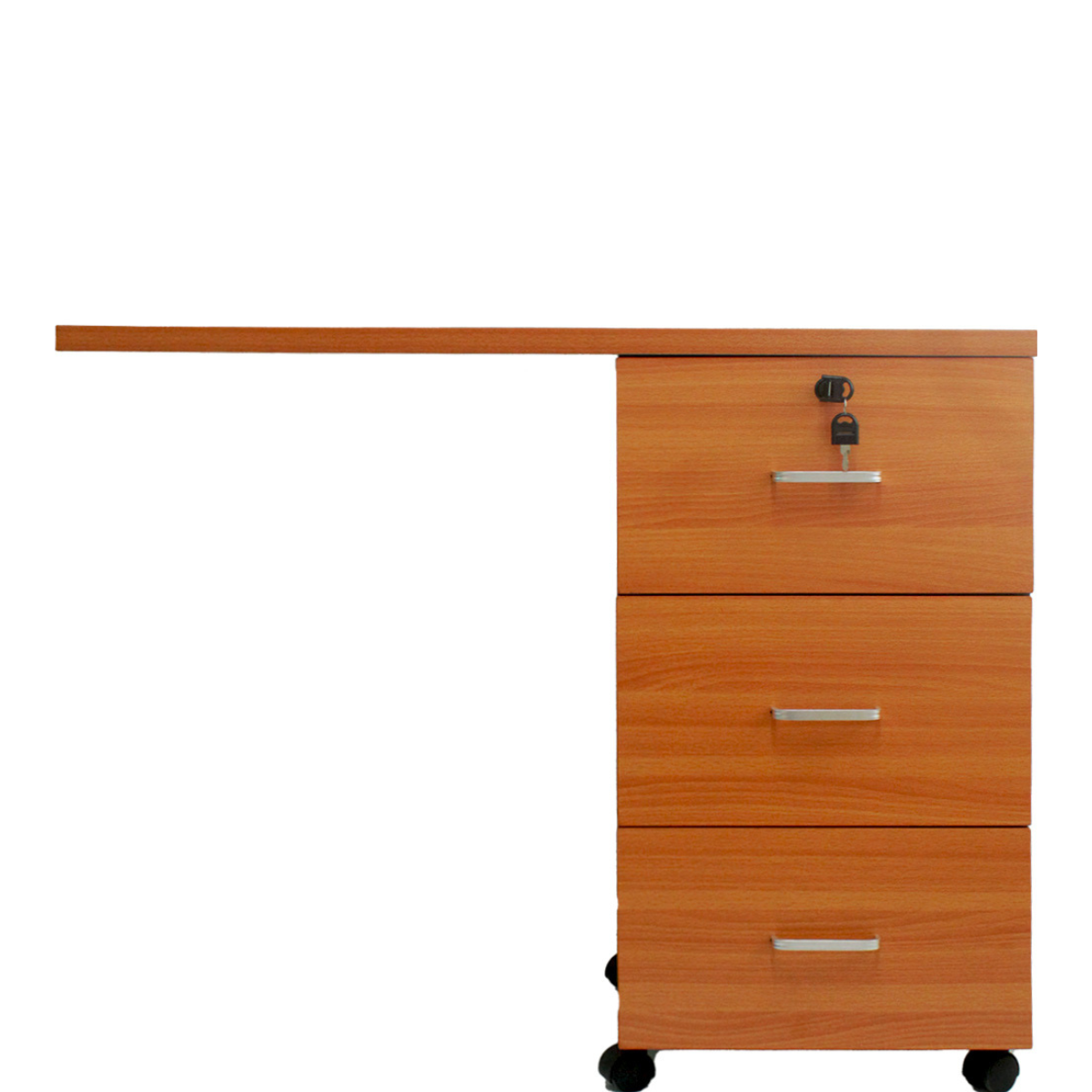 Extensión de Escritorio con 3 Cajones y Cerradura - Color Peral -Importado-