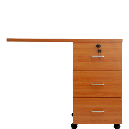 Extensión de Escritorio con 3 Cajones y Cerradura - Color Peral -Importado-