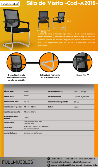 Pack Mesa de Reunión Urban  120 CM + 6 sillas de visita A2016