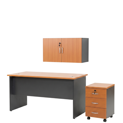 Set Oficina 3 Piezas - Escritorio 120cm Peral