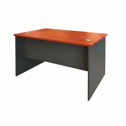 Escritorio sin Cajones - Medidas 120x60x75 - Cerezo Peral y Gris oscuro - Cubierta de 24 mm - Incluye dos pasacables