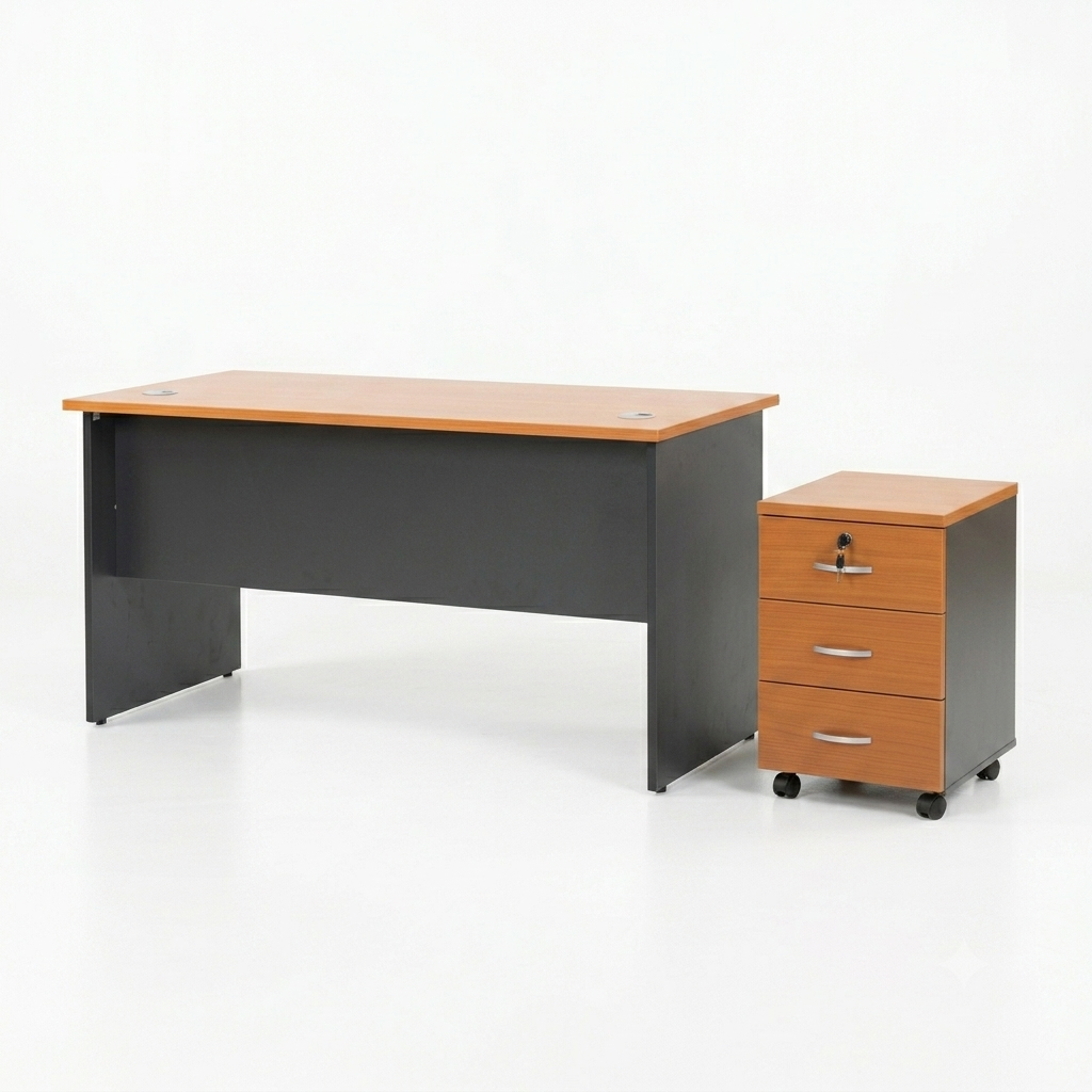 Pack Oficina Peral: Escritorio 120x60 + Cajonera Móvil 3 Cajones