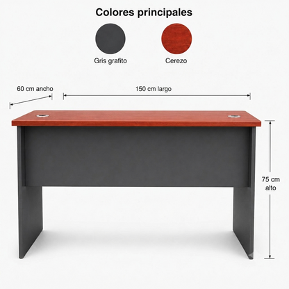 Pack Oficina Cerezo: Escritorio 150x60 + Cajonera Móvil 3 Cajones