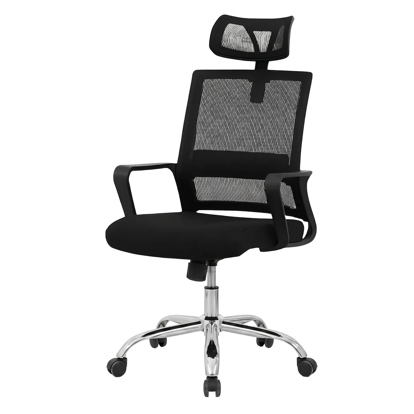 Silla 2025 - Ergonómica - Brazos Fijos - Base Cromada - Altura Regulable