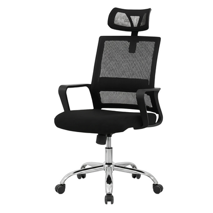 Silla 2025 - Ergonómica - Brazos Fijos - Base Cromada - Altura Regulable