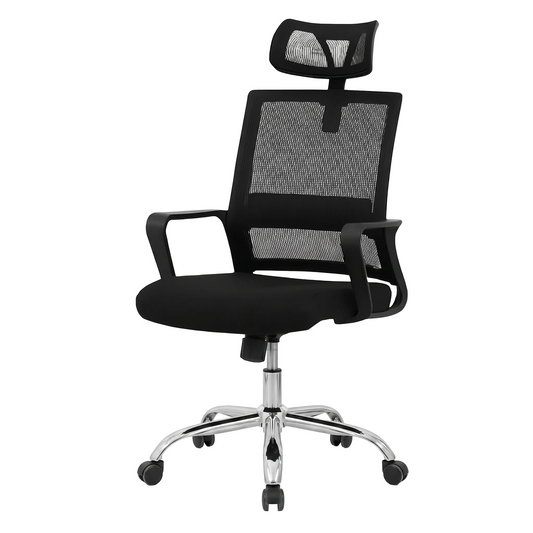 Silla 2025 - Ergonómica - Brazos Fijos - Base Cromada - Altura Regulable