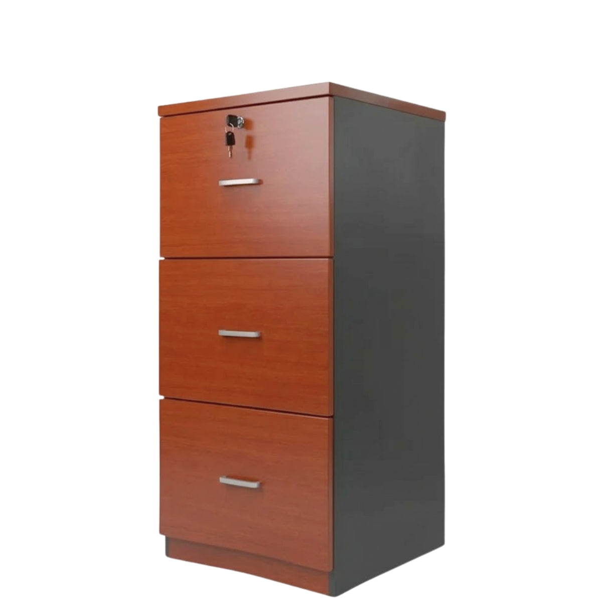 Kardex 3 cajones - primer cajón con llave - 107x48x45 - Color Cerezo - Cubierta 25 mm