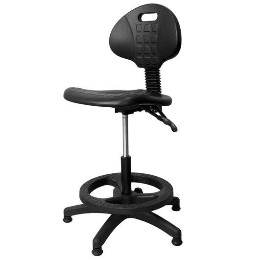 Silla de Laboratorio con Aro y Base de Nylon con 2 Palancas Con Patines