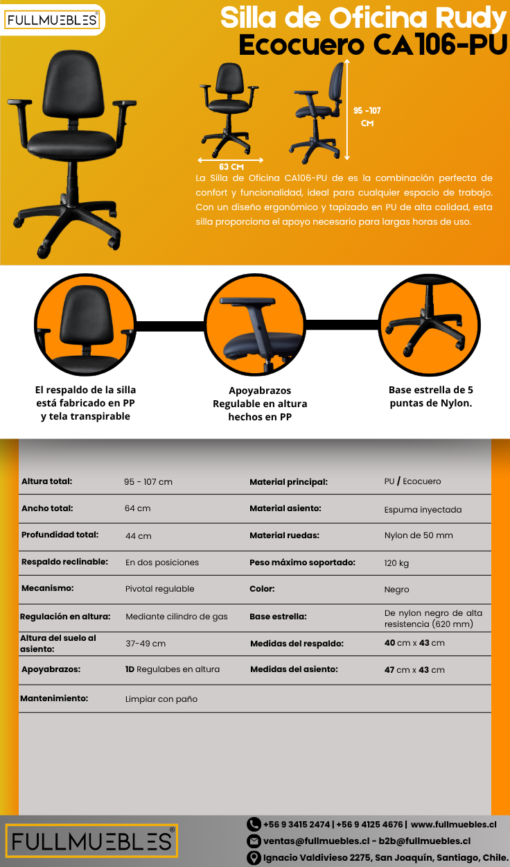 Silla de oficina Rudy ecocuero