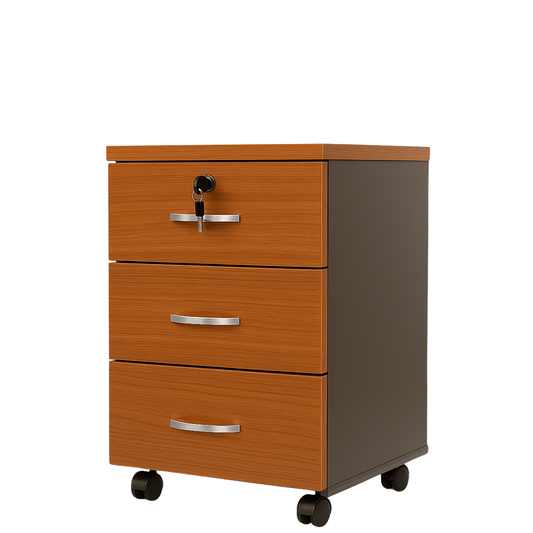 Cajonera Móvil de 3 Cajones Peral 63x40x40 -Importado- Cubierta superior Melamina 24mm