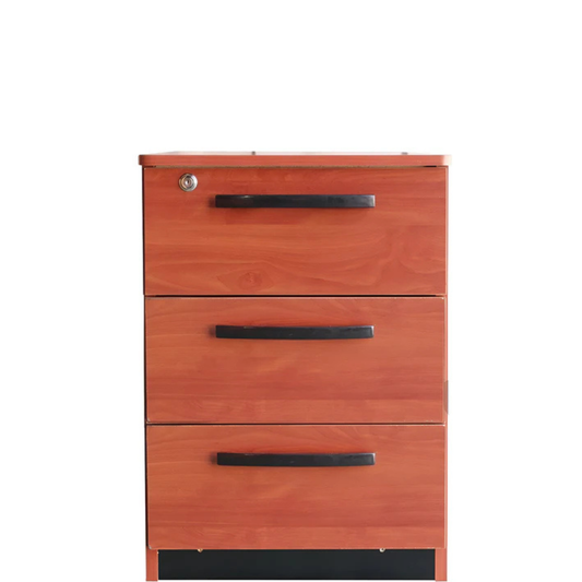 Cajonera Móvil Con 3 Cajones 64x45x48 Primer Cajón Con Llave Color Cerezo -Producción Nacional