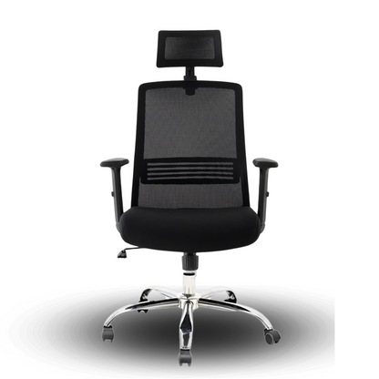 Silla de oficina Cuba, Base Cromada y Brazos Regulables -Cod-CUBA-