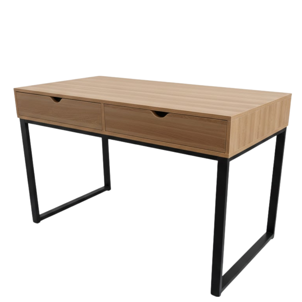 Escritorio con 2 cajones horizontales - 120x50x75 - Color Natural - Estructura de metal negro