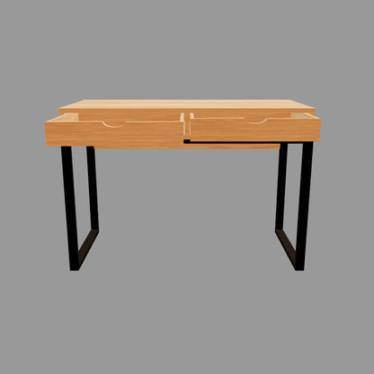 Escritorio con 2 cajones horizontales - 120x50x75 - Color Natural - Estructura de metal negro